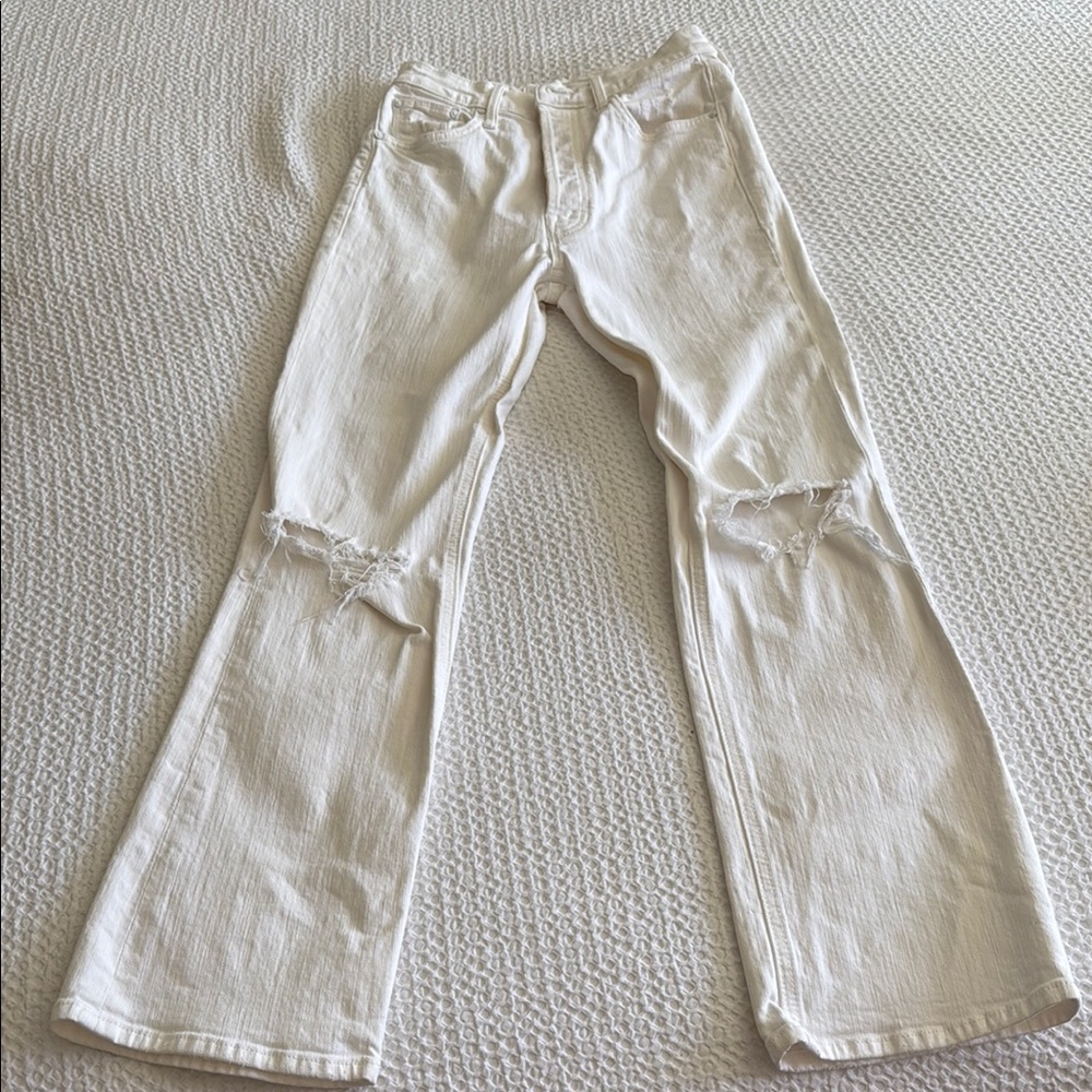 MOTHER The Tripper Almost Innocent distressed jeans   Button fly